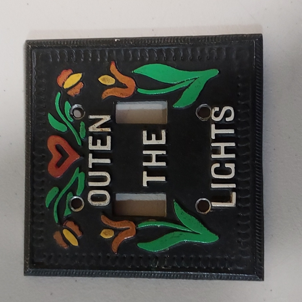 Vintage metal ight switch cover Outen the Lights